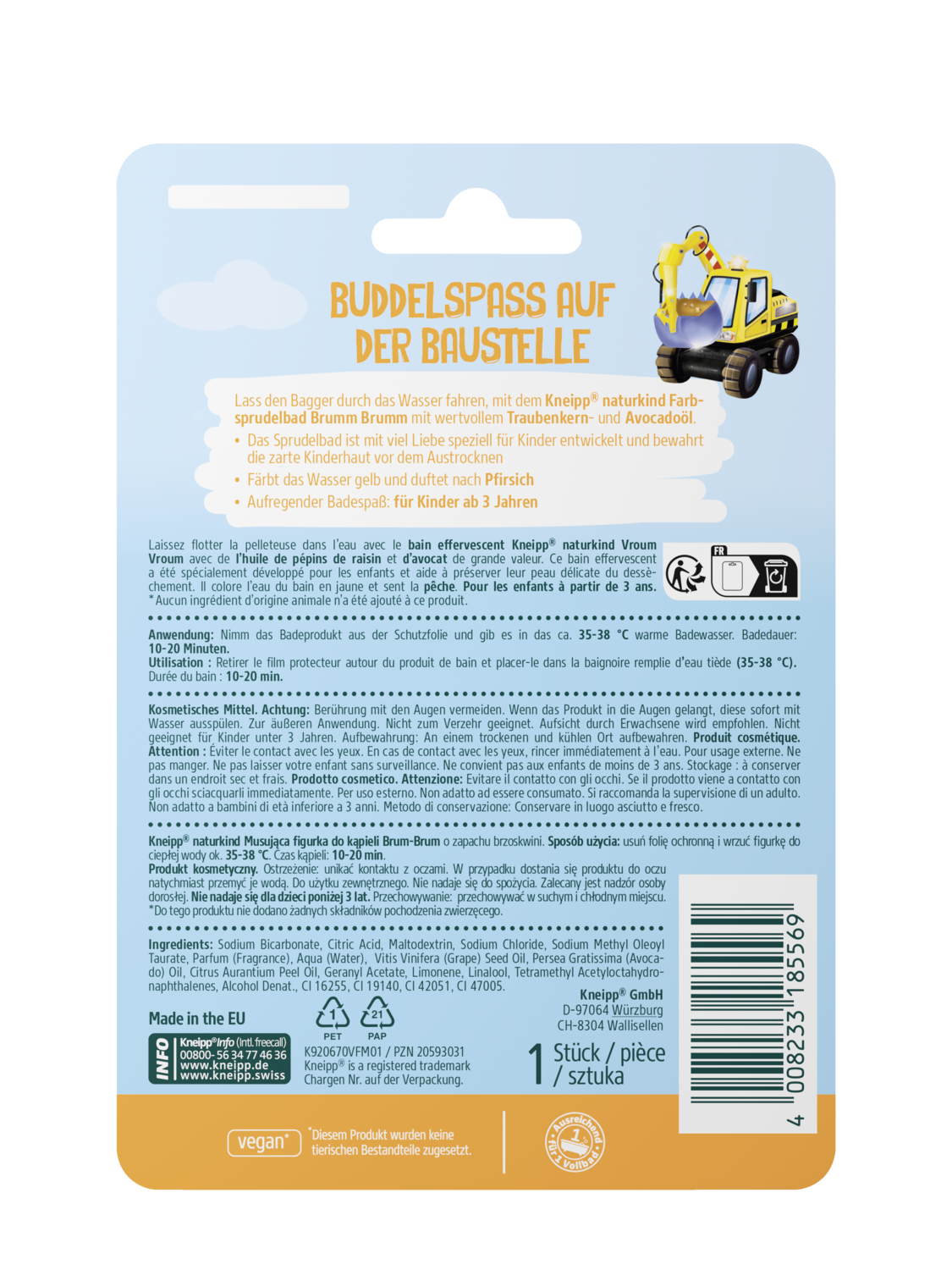 Naturkind Bain effervescent Vroum Vroum - Vue de dos