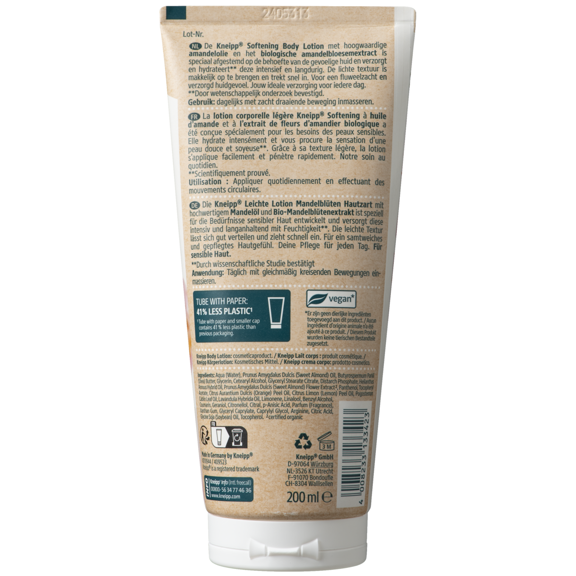 Kneipp Lotion corporelle l&eacute;g&egrave;re Softening - Vue de dos