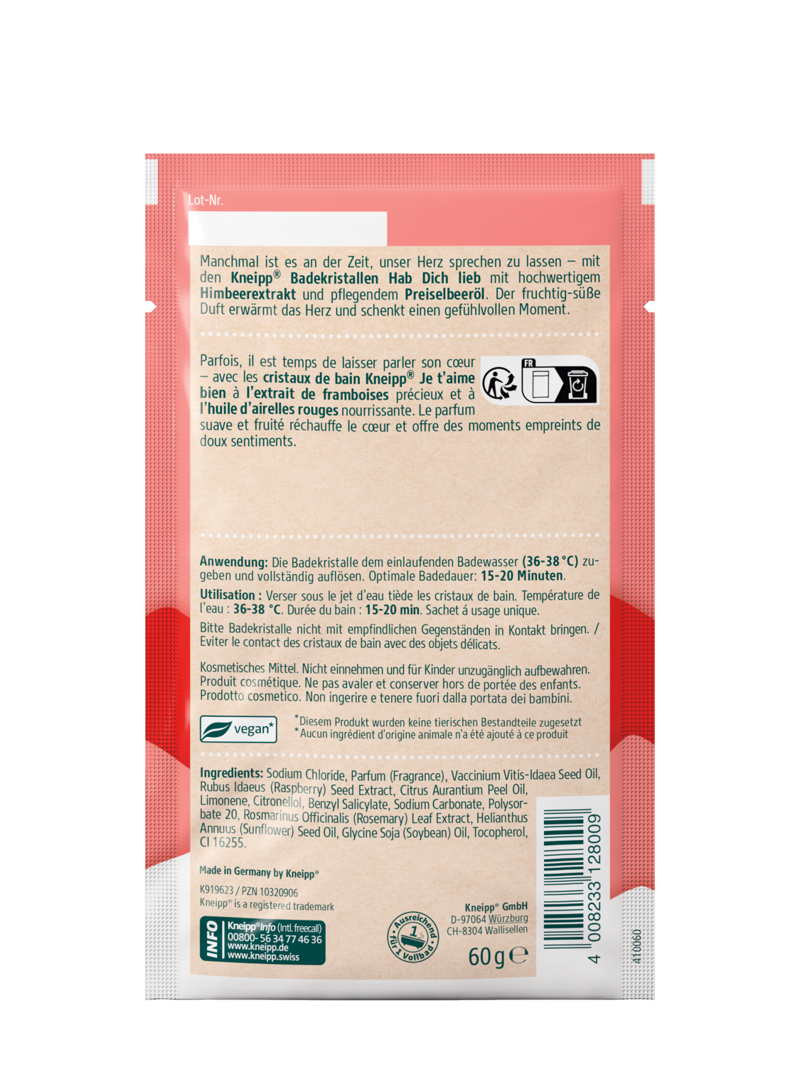 Cristaux de bain Je taime bien - Vue de dos