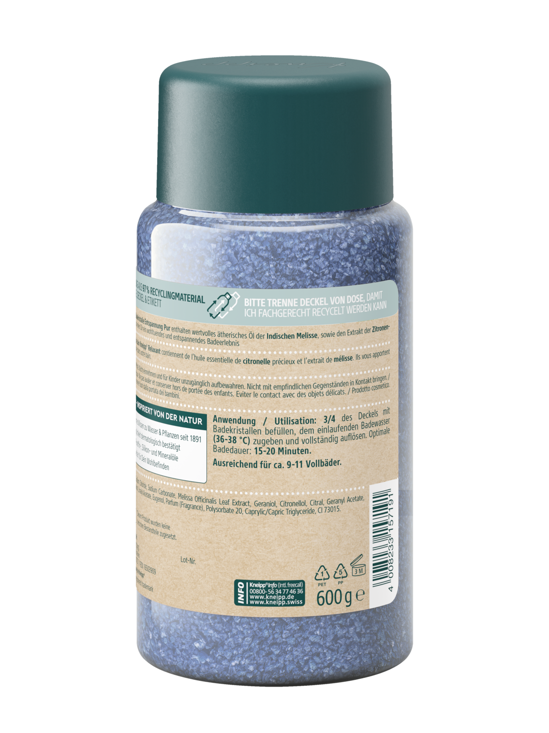 Cristaux de bain Relaxant - Vue de dos