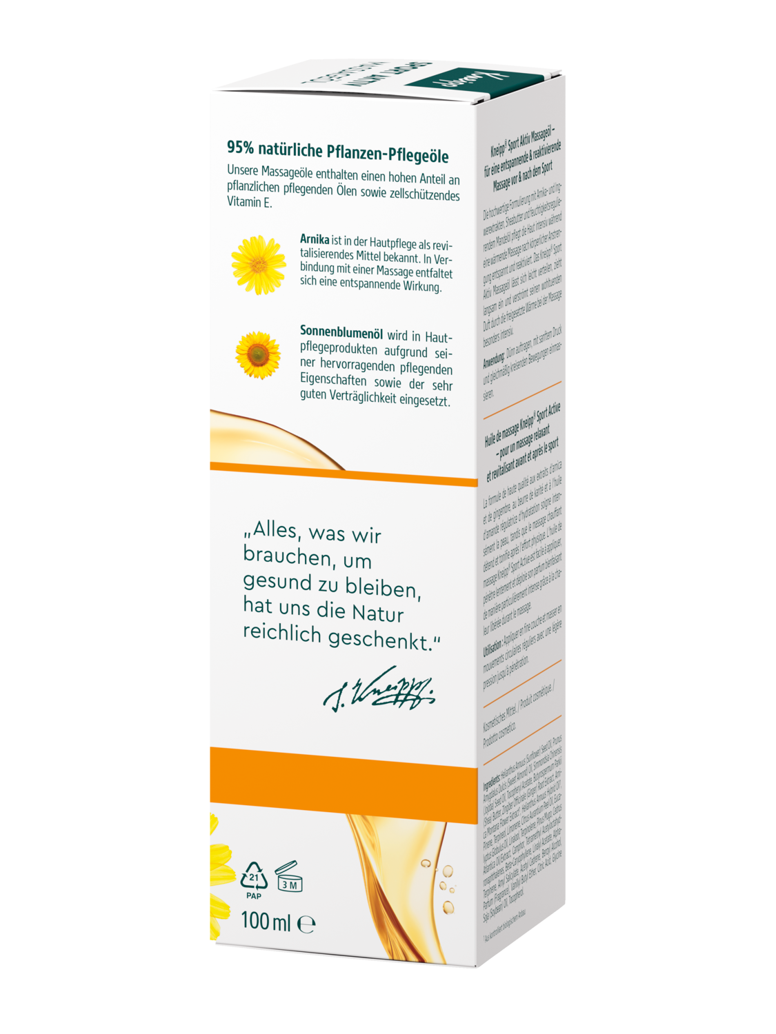 Huile de massage sport active - Vue de gauche