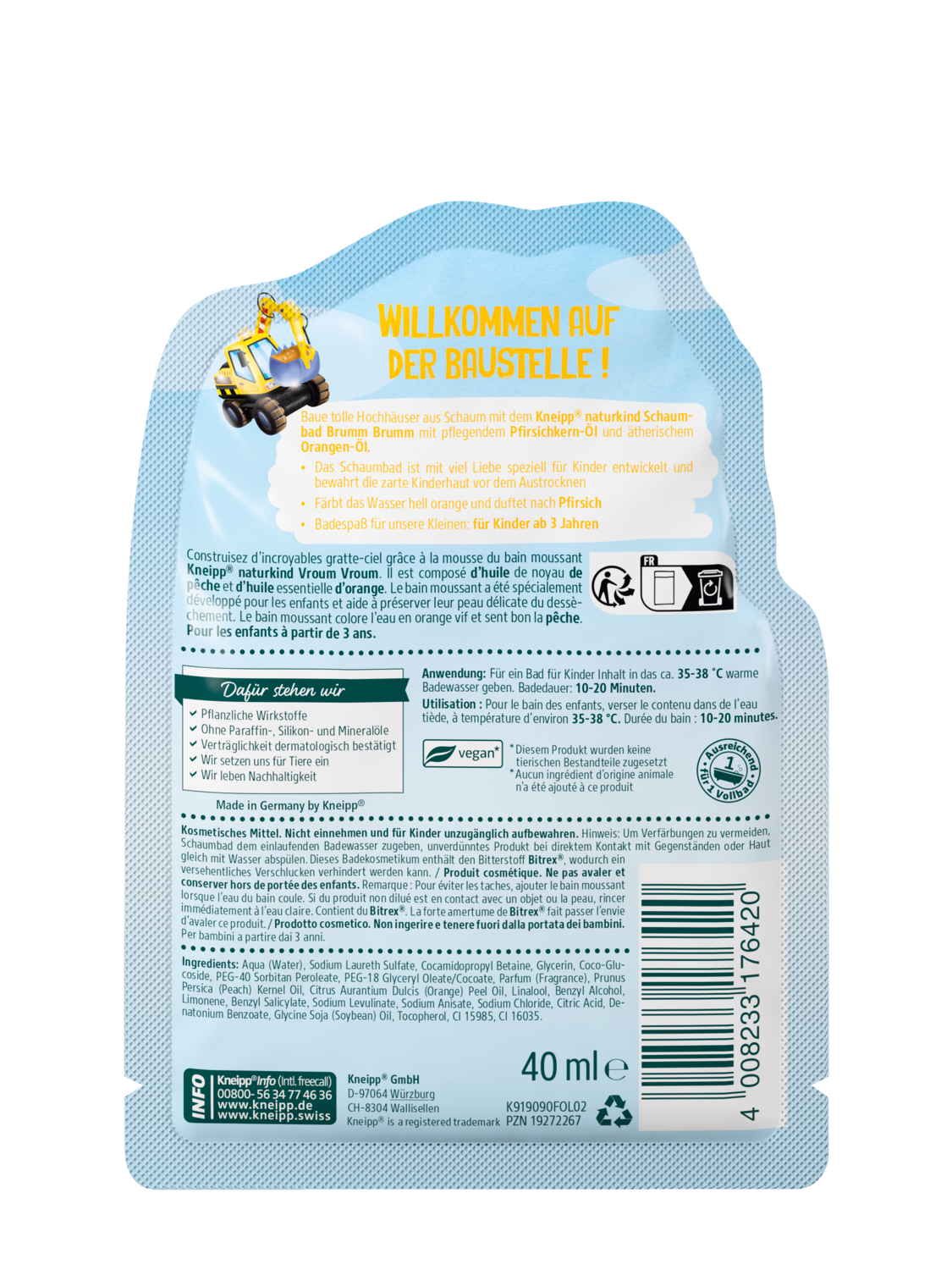 naturkind Bain moussant Vroum Vroum - Vue de dos