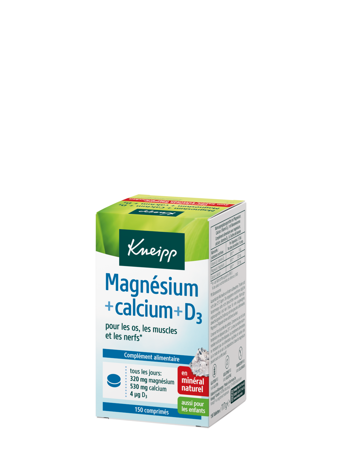 Magnesium + Calcium + Vitamin D3 - Vue de dos