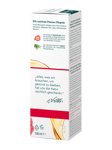 Huile de massage bénéfique dos + cou - Vue de gauche