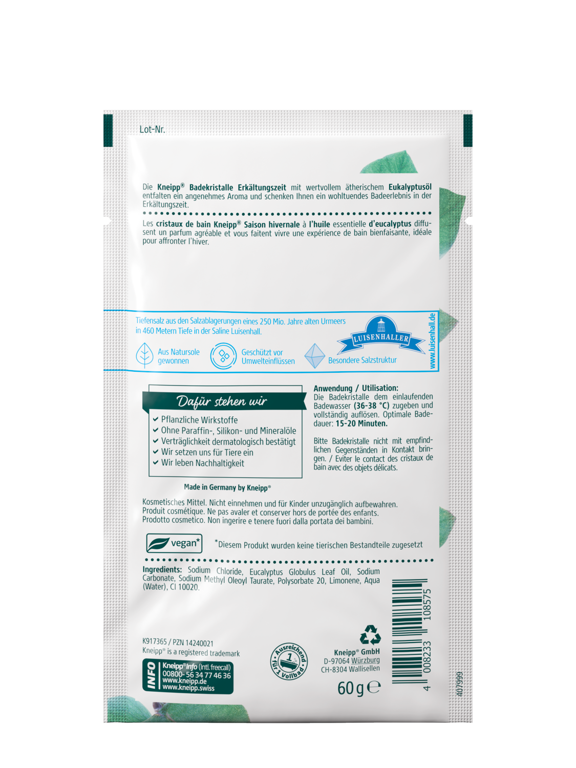 Cristaux de bain Saison hivernale - Vue de dos