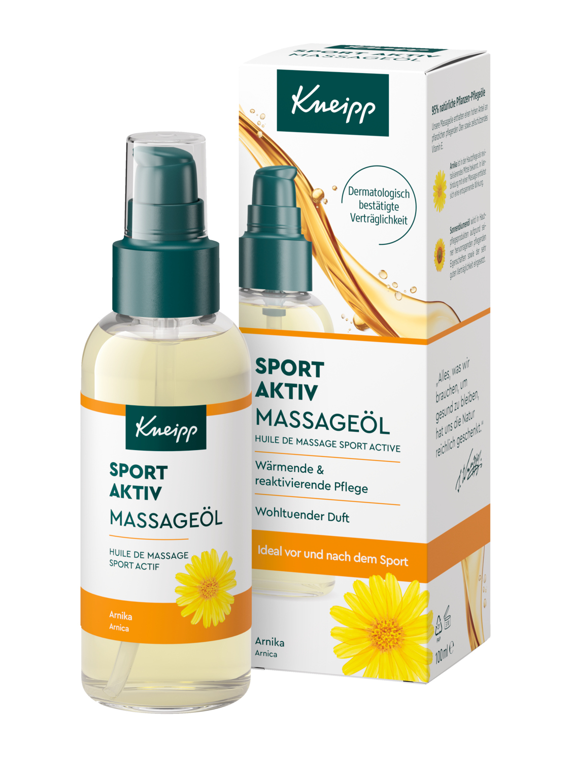 Huile de massage sport active - Vue de face