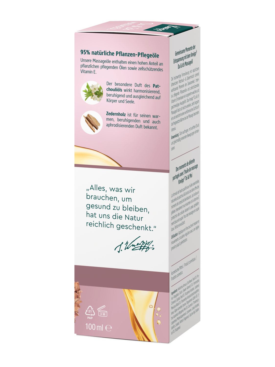 Huile de massage toi + moi - Vue de gauche