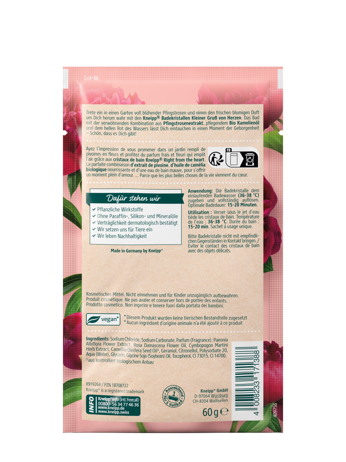 Cristaux de bain Right from the heart - Vue de dos