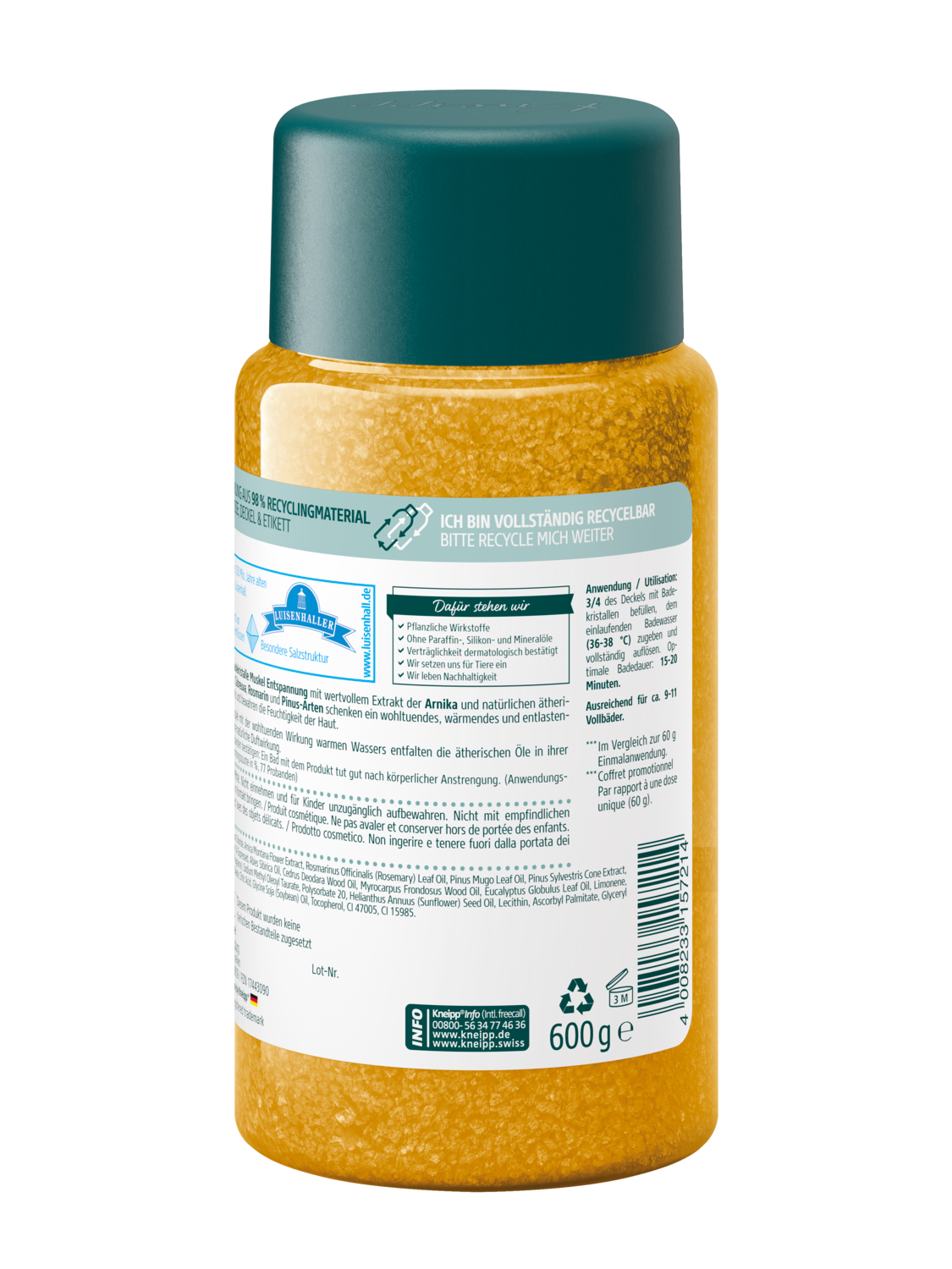 Cristaux de bain Relaxation musculaire Arnica - Vue de dos