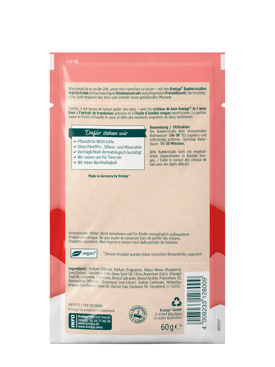 Cristaux de bain Je taime bien - Vue de dos