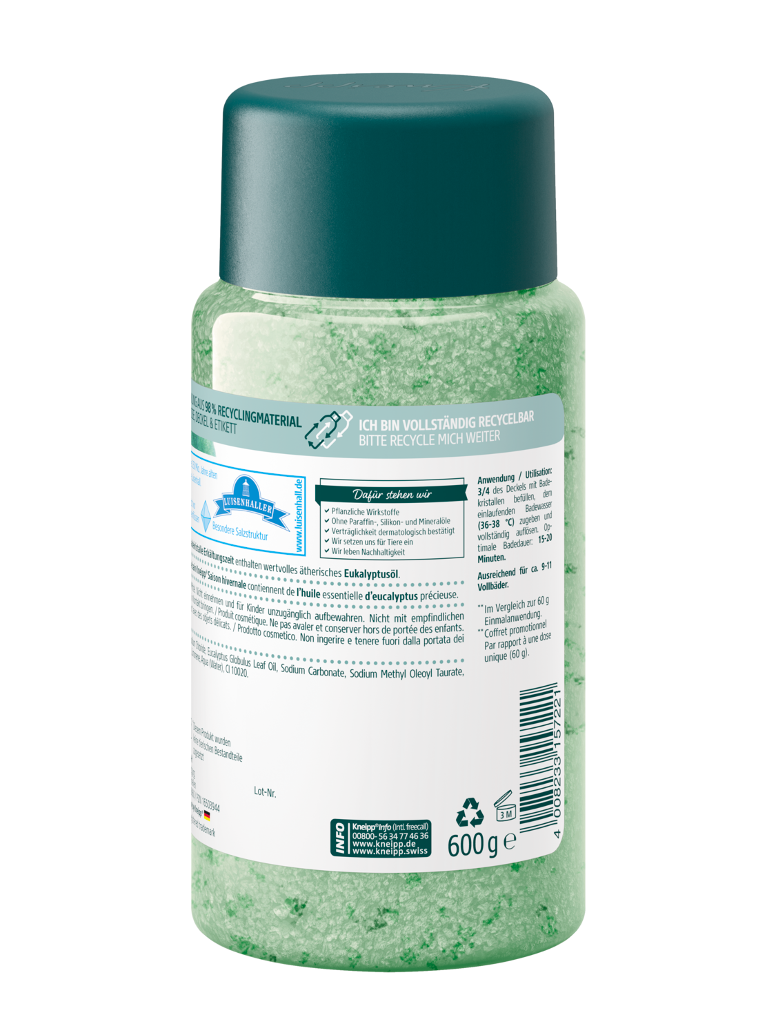 Cristaux de bain Saison hivernale Eucalyptus - Vue de dos