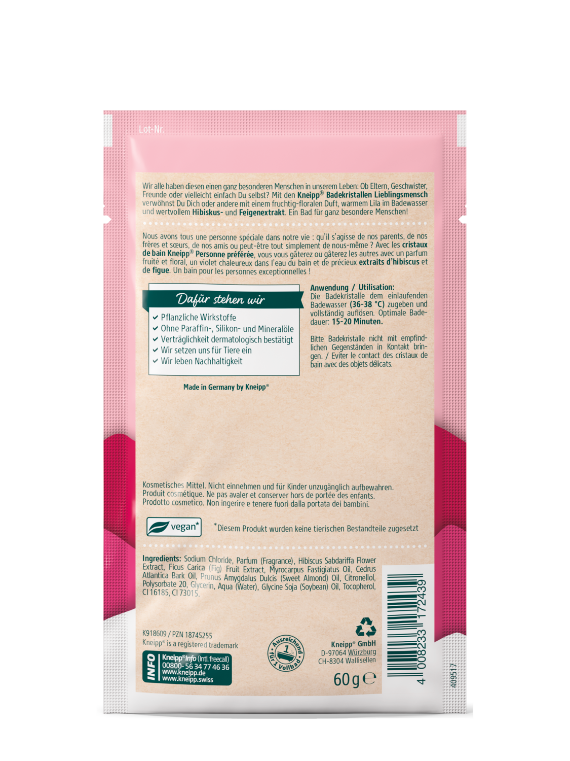 Cristaux de bain Personne pr&eacute;f&eacute;r&eacute;e - Vue de dos