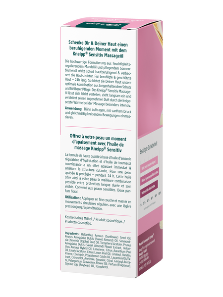Huile de massage sensitive - Vue de dos