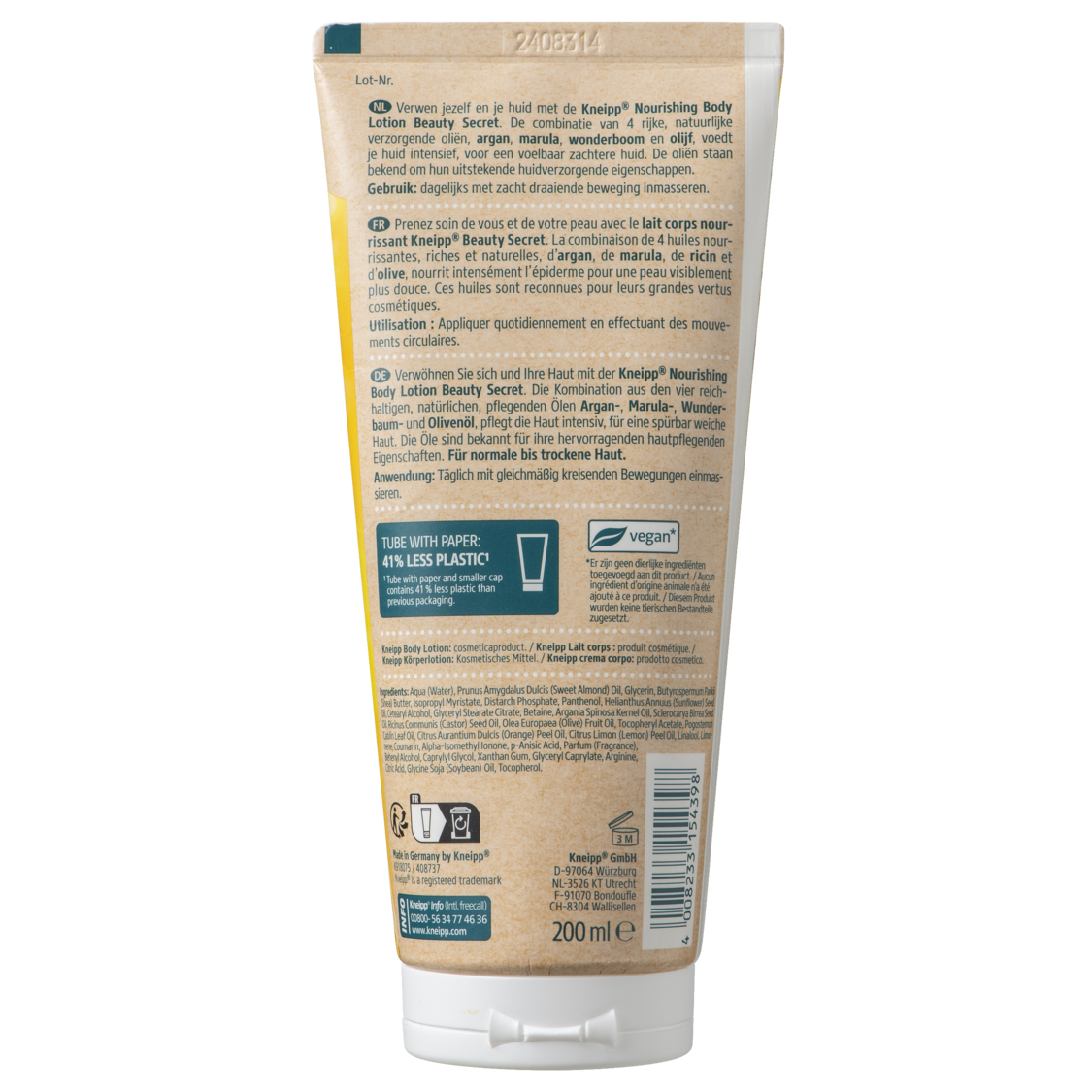 Nourishing Body Lotion Beauty Secret - Vue de dos