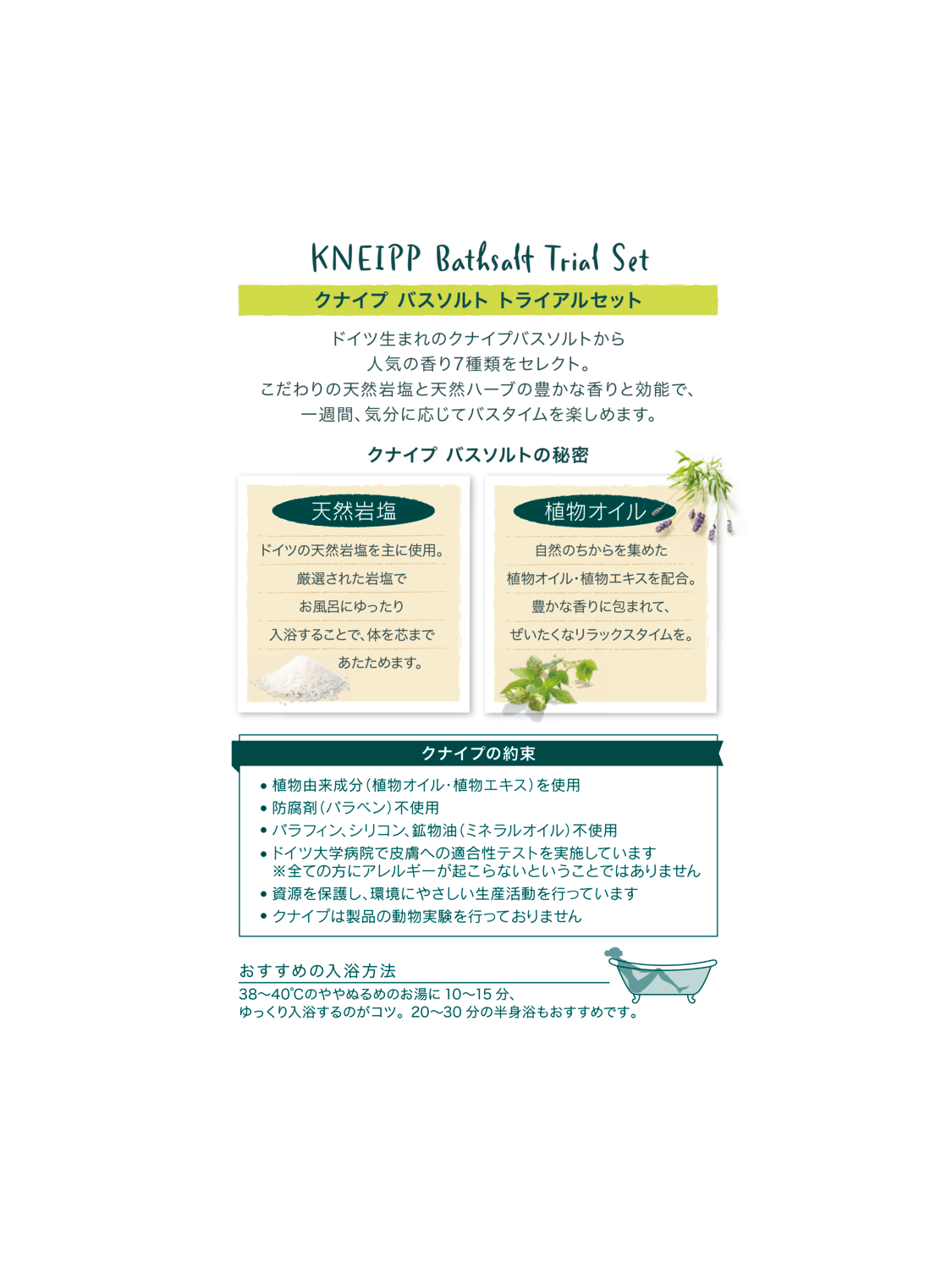 【送料無料】バスソルト トライアルセット 50gx7 - 背面ビュー