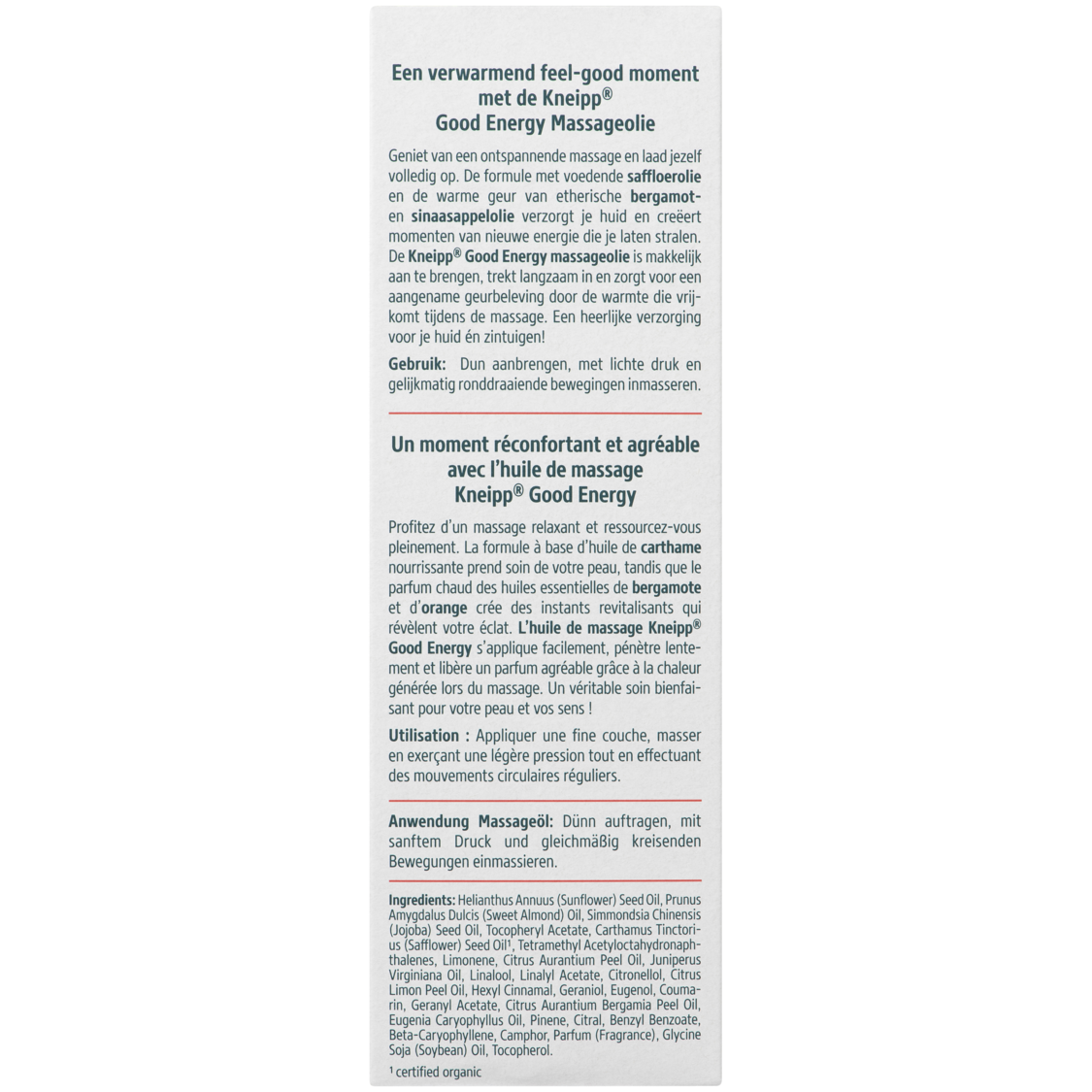 Massageolie Good Energy  - Achteraanzicht