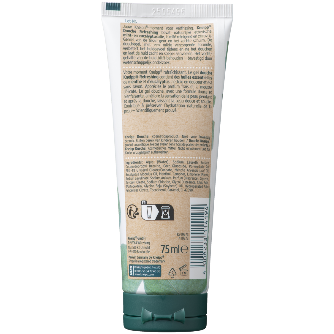 Mini douchegel Refreshing  - Achteraanzicht