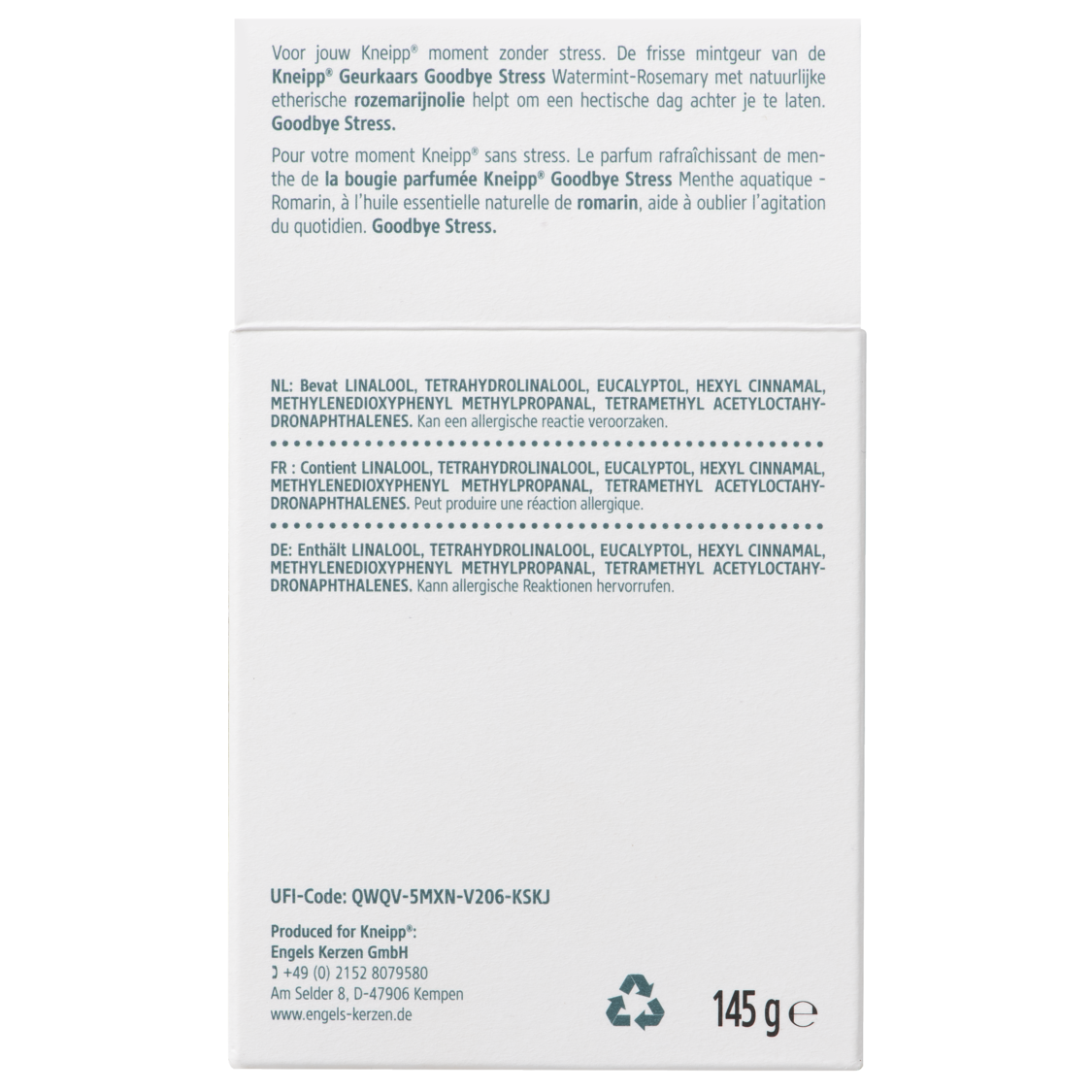 Geurkaars Goodbye Stress - Rechterzijaanzicht