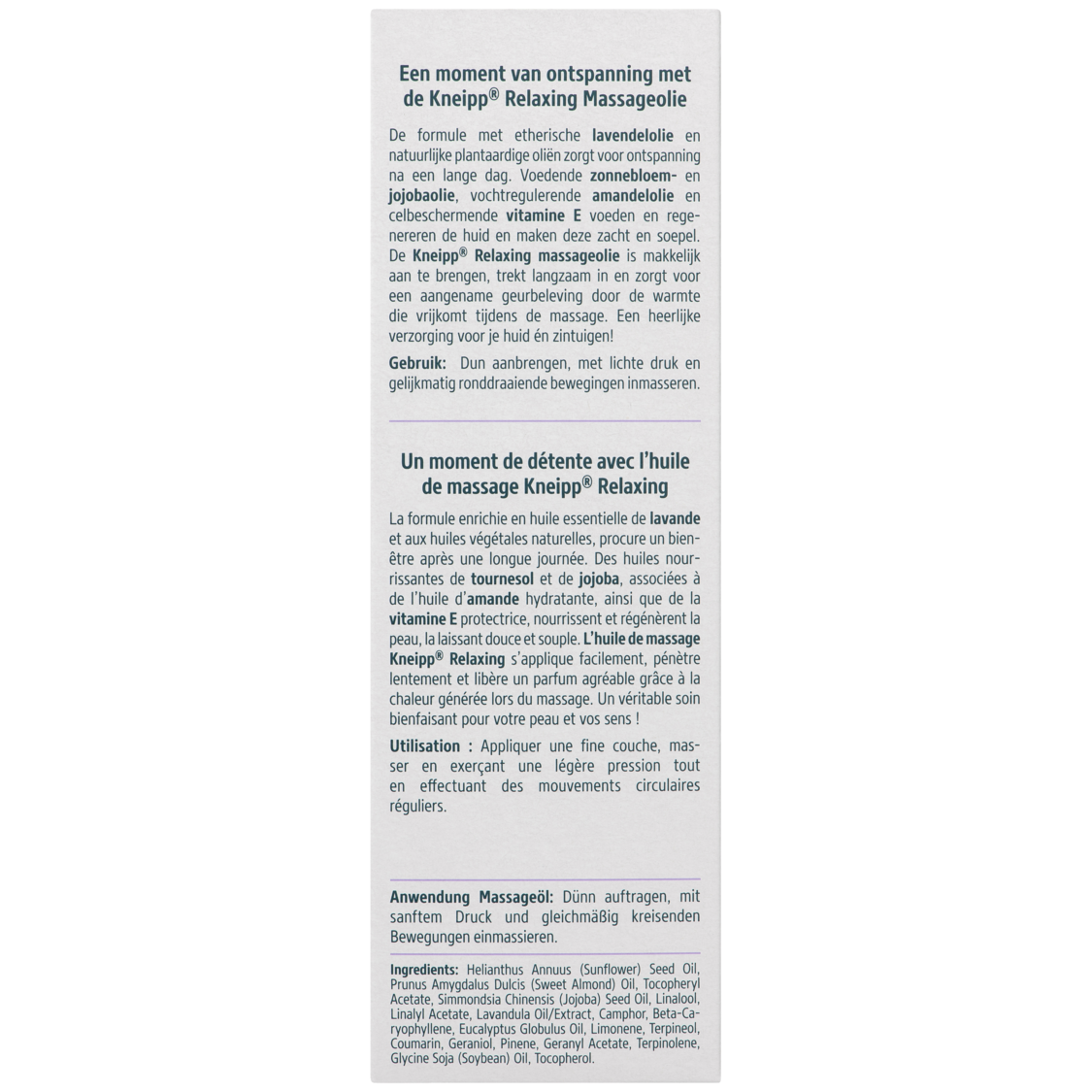 Massageolie Relaxing - Achteraanzicht