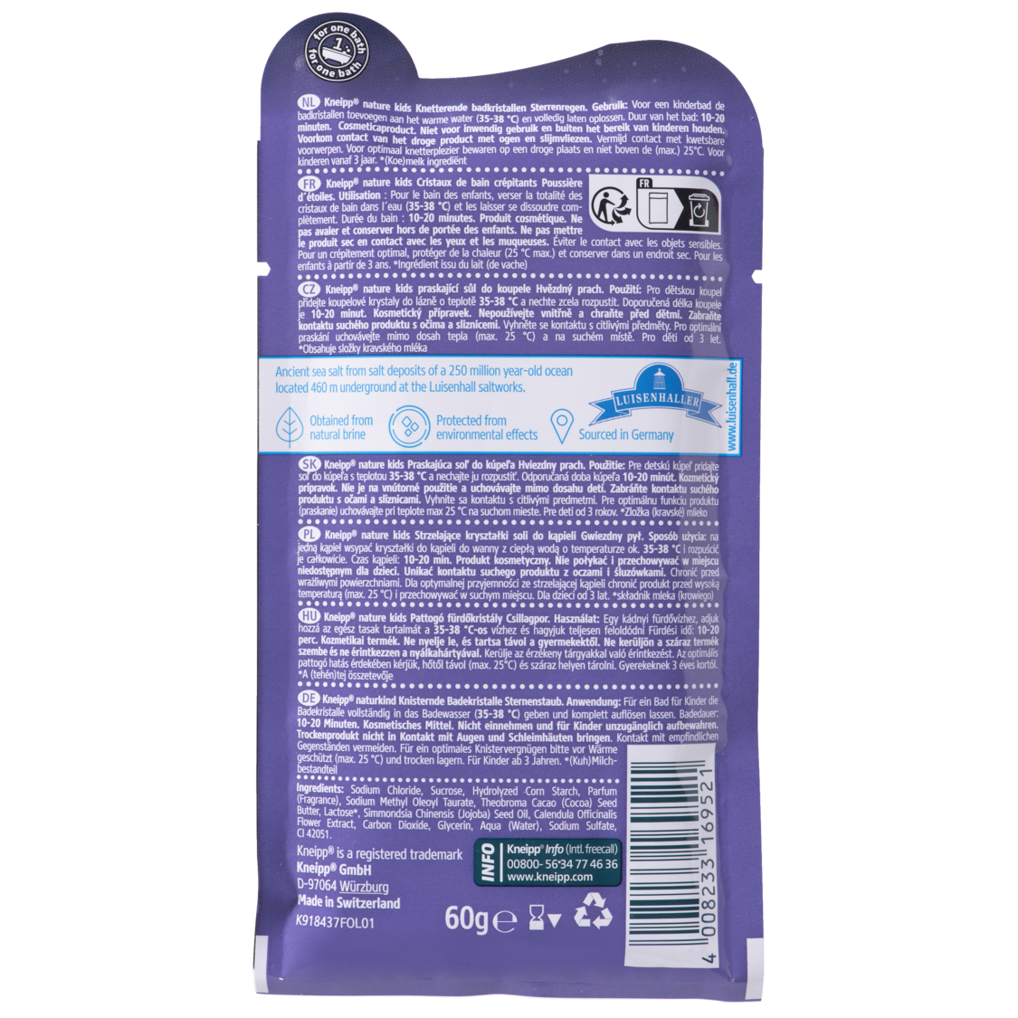 nature kids Strzelające kryształki soli do kąpieli Gwiezdny pył, Porzeczka  - Widok z tyłu