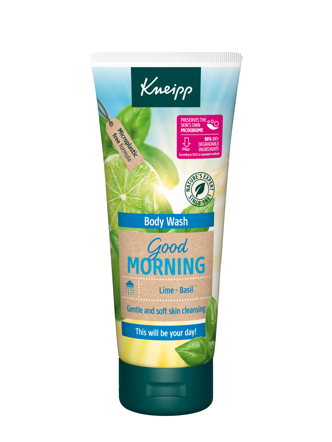 Pielęgnujący żel pod prysznic Good Morning Limonka i Bazylia  - Widok z przodu
