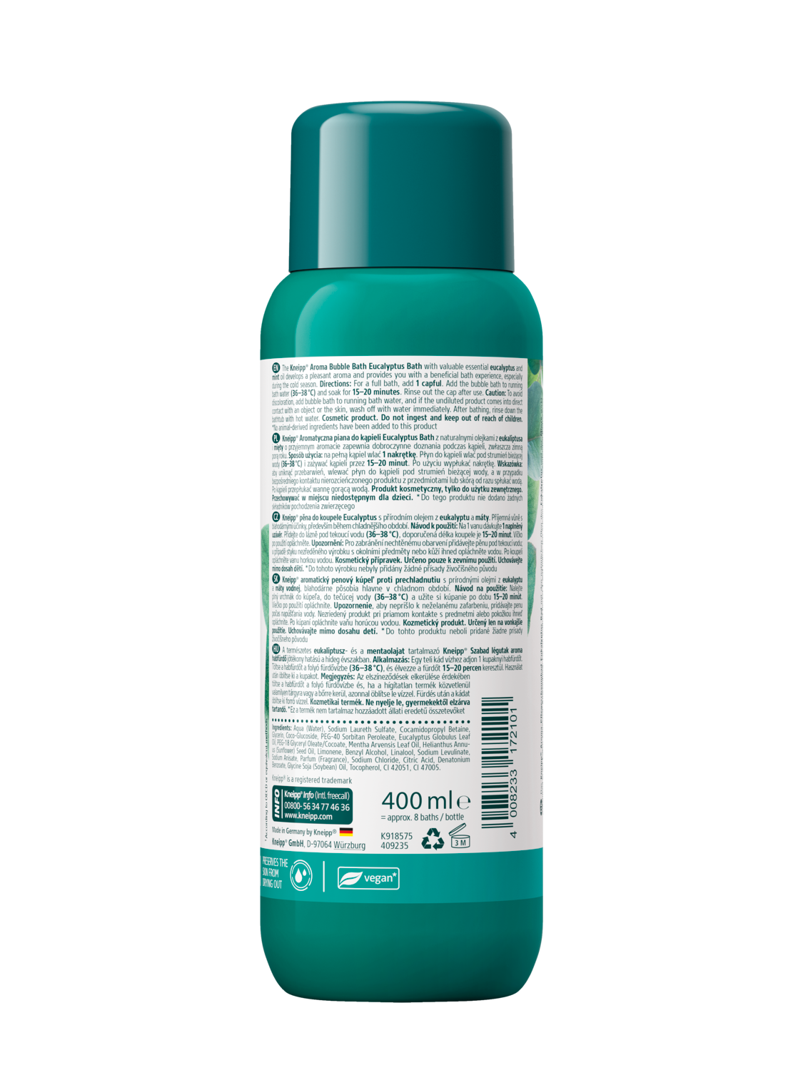 Aromatyczna piana do kąpieli Eucalyptus Bath  - Widok z tyłu