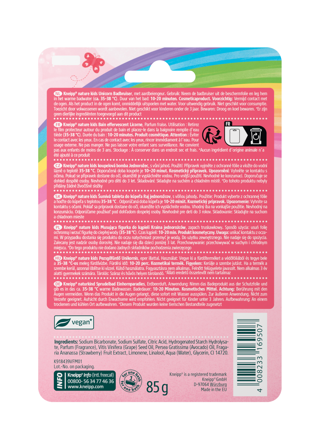 nature kids Musująca figurka do kąpieli Kraina Jednorożc&oacute;w, Truskawka  - Widok z tyłu