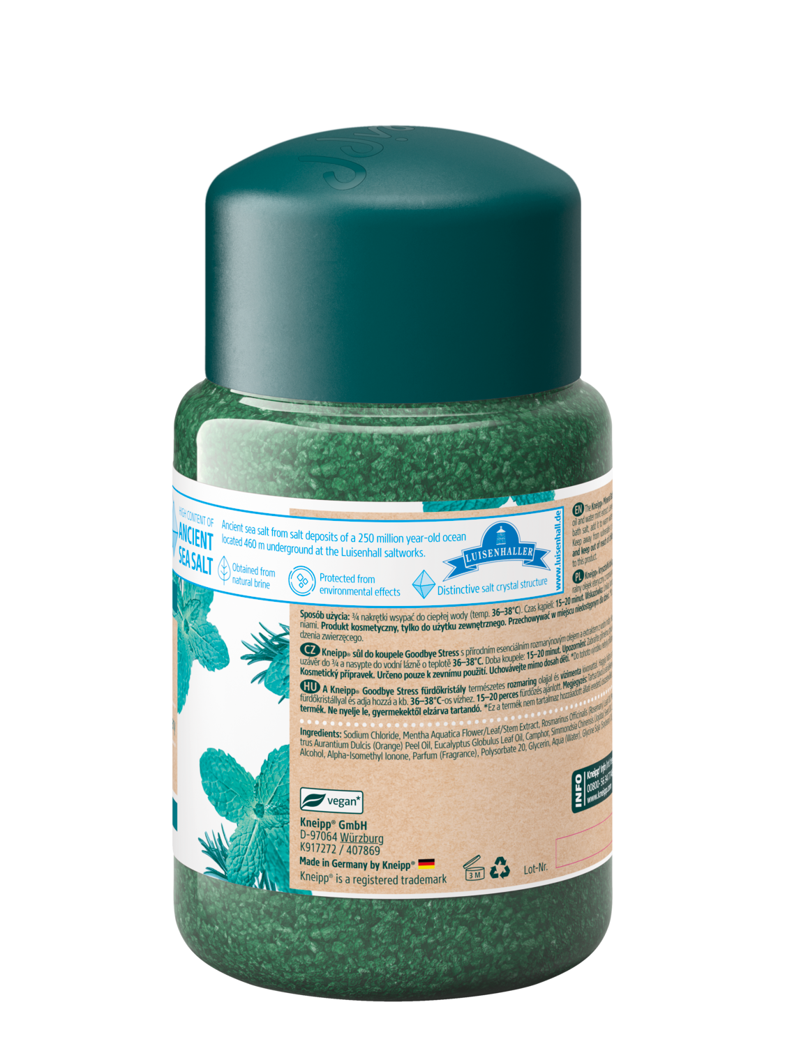 Kryształki do kąpieli z soli Goodbye Stress Rozmaryn i Mięta - Widok z prawej