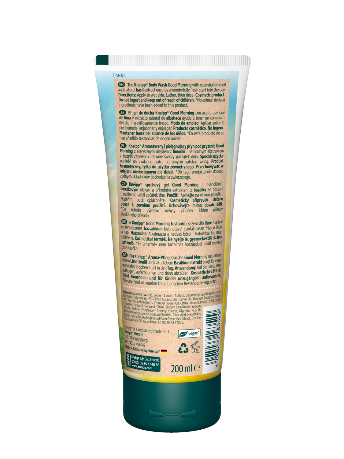 Pielęgnujący żel pod prysznic Good Morning Limonka i Bazylia  - Widok z tyłu