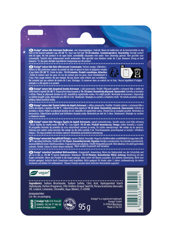 nature kids Kneipp nature kids Musująca figurka do kąpieli Astronauta, Pomarańcza 