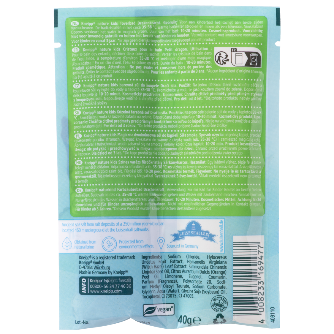 nature kids Magiczna dwukolorowa s&oacute;l do kąpieli Siła smoka, Smoczy owoc  - Widok z tyłu