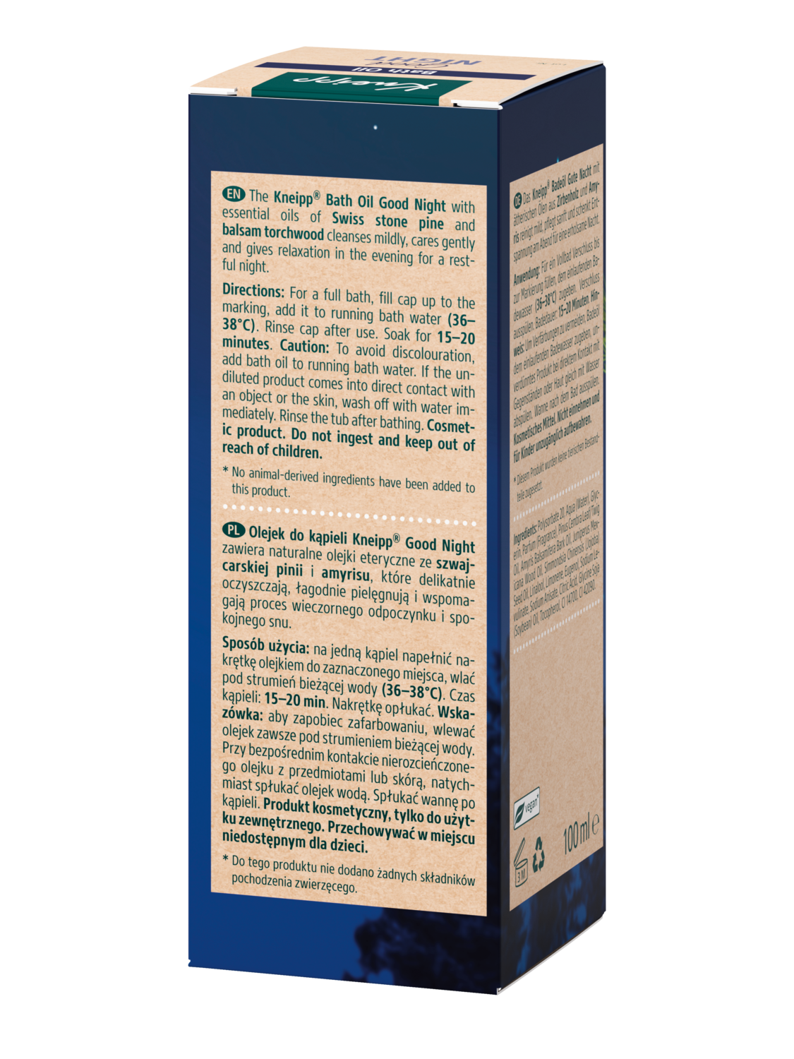 Olejek do kąpieli Good Night Szwajcarska pinia i Amyris - Widok z tyłu