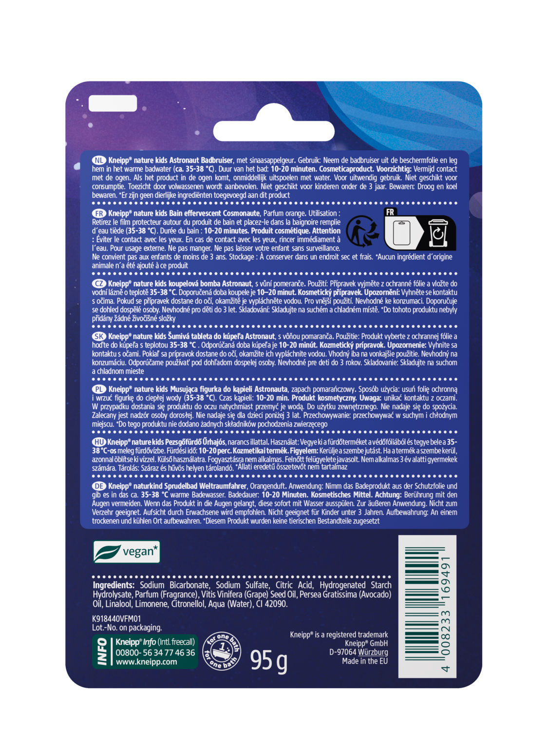 nature kids Kneipp nature kids Musująca figurka do kąpieli Astronauta, Pomarańcza  - Widok z tyłu