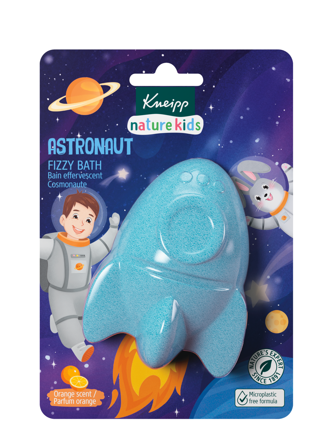 nature kids Kneipp nature kids Musująca figurka do kąpieli Astronauta, Pomarańcza  - Widok z przodu