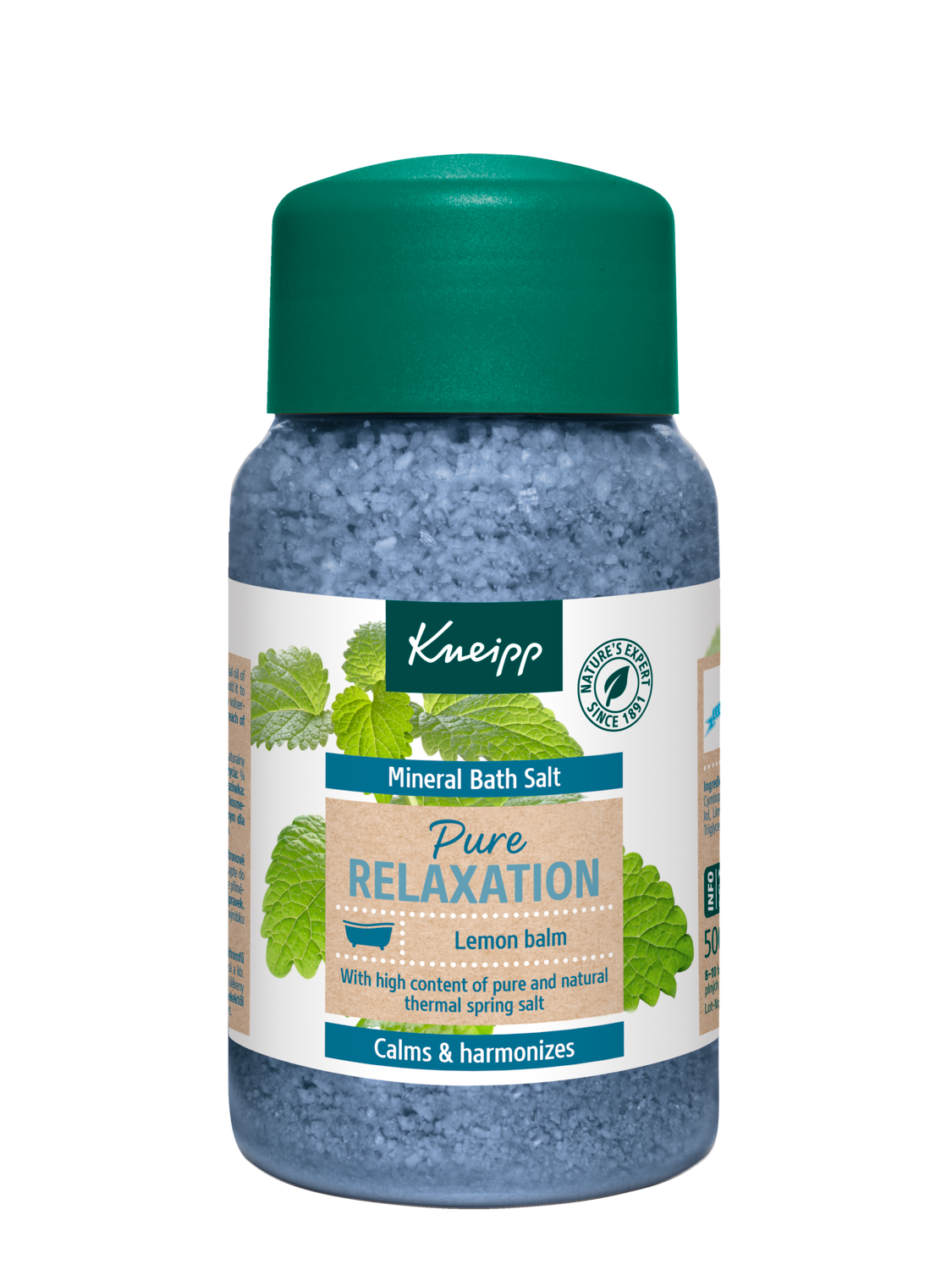 Kryształki do kąpieli z soli mineralnej Pure Relaxation Melisa - Widok z przodu