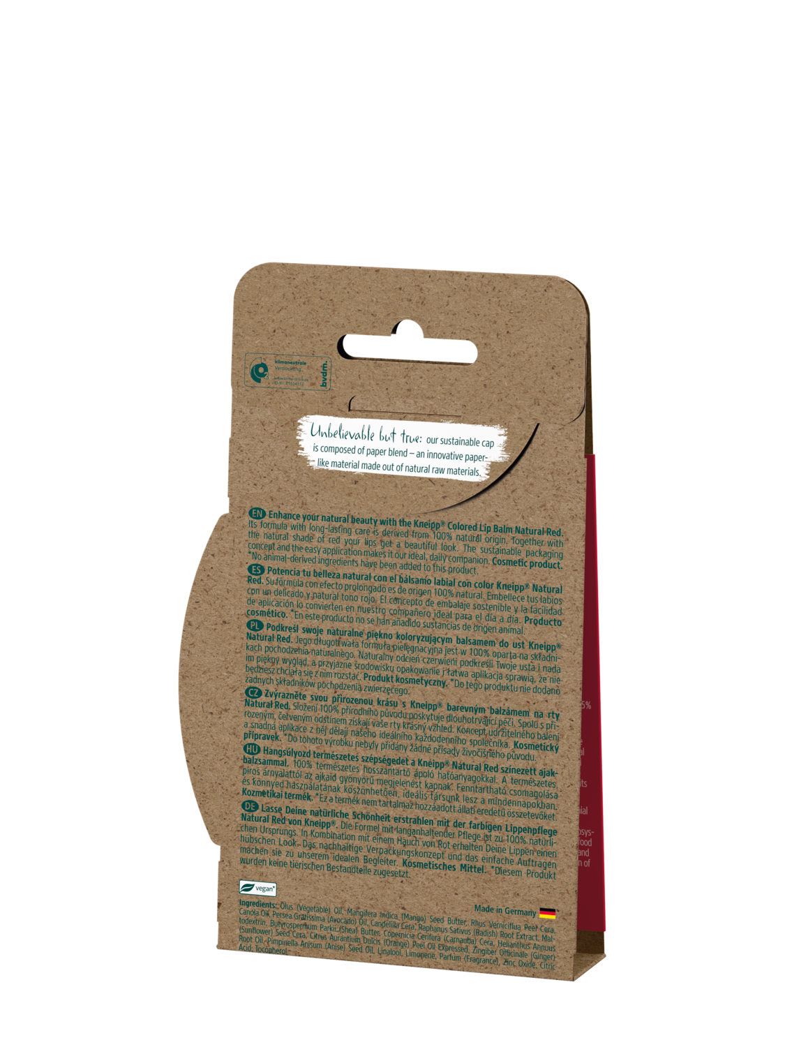 Koloryzujący balsam do ust Natural Red - Widok z tyłu