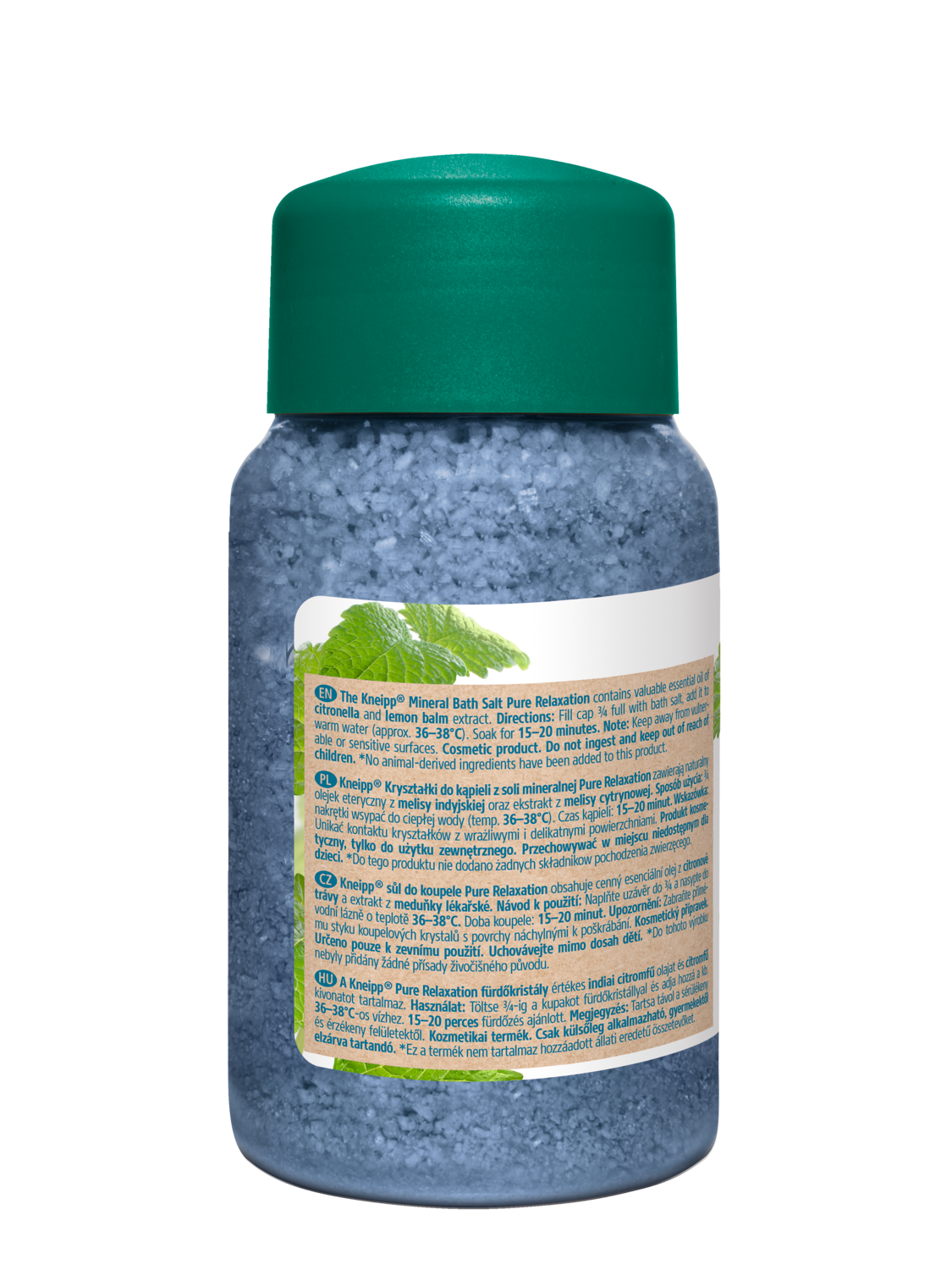 Kryształki do kąpieli z soli mineralnej Pure Relaxation Melisa - Widok z lewej