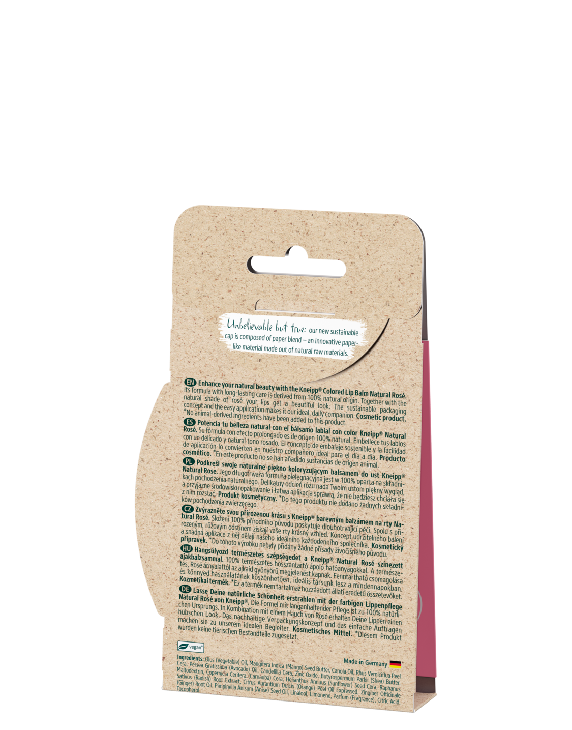 Koloryzujący balsam do ust Natural Rose - Widok z tyłu