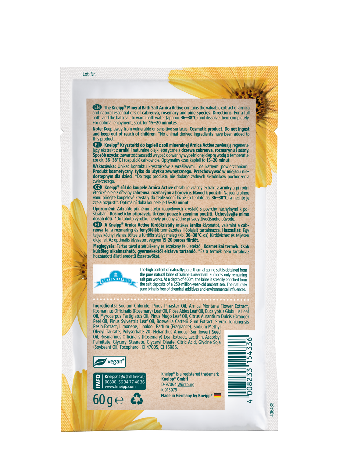 Kryształki do kąpieli z soli mineralnej Joint & Muscle Arnika - Widok z tyłu