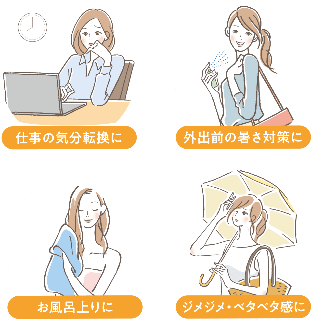 仕事の気分転換に｜スポーツの後に｜お風呂上がりに｜おやすみ前のマッサージに